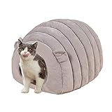 Ksweet Katzenhaus Winterfest Micro-Plüsch/Velours das Kuschelhöhle mit Wendekissen Katzenkorb zum Schlafen Warme Katzenbett für...