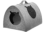 SILUK Filz Katzenhöhle Spielzeug – Faltbare Kuschelhöhle für Katzen zum Schlafen, Verstecken, Toben und Kratzen (M)