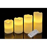 Haushalt International Set of 4 LED Candles with Flickering Light and Remote Control