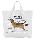 Merchandise for Fans Einkaufstasche - 45 x 42 cm x 9,5 cm, 18 Liter - Motiv: Beagle alternative Anatomie - 01