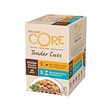 Wellness CORE Tender Cuts, Hühnchen Selection Mix, 6 x 85 g, Nassfutter für ausgewachsene Katzen in Sauce, ohne Zuckerzusatz,...