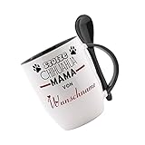 Crealuxe Löffeltasse 'Stolze CHIHUAHUA MAMA von (Wunschname)' personalisiert, Kaffeetasse mit Motiv, Bürotasse