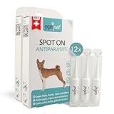 Optipet Spot On 12x1ml Pipetten für Hunde, Hochwirksam bis zu 48 Wochen gegen Milben, Flöhen, Zecken, Läusen