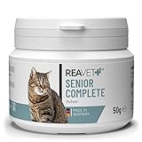 ReaVET Senior Complete Pulver für ältere Katzen, reicht 3 Monate, Mineralien, Aminosäuren & Vitamine für alte Katze,...