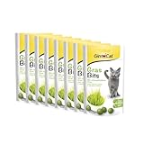 GimCat Gras Bits - Getreidefreier und vitaminreicher Katzensnack mit echtem Gras - 8er Pack (8 x 40 g)