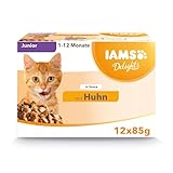 IAMS Delights Kitten Nassfutter - Multipack Katzenfutter mit Huhn in Sauce, hochwertiges Futter für Junior Kätzchen von 1-12...