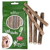 PRETTY KITTY Katzen Zahnpflege Sticks : 5X Matatabi Stick Katze aus Holz – Katzenspielzeug Natur gegen Mundgeruch – Dental...