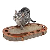 Pfotenolymp Katzenspielplatz ‎57 x 30 x 5 cm - interaktives Katzenspielzeug/Kratzbrett aus Wellpappe - Kratzpappe -...