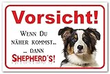 AdriLeo Schild - Achtung Australian Shepherd Tri-Color - Vorsicht sonst Shepherd´s - (20x30cm) / Aussie Hund Wachhund