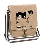 Bernhardiner Saint Bernard Schultertasche Umhängetasche Tasche mit Hundemotiv und Namen personalisiert (Motiv 3)
